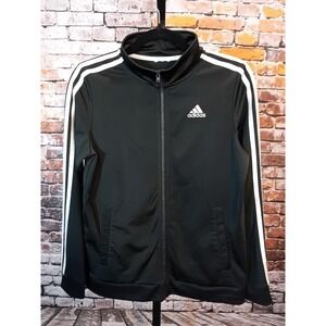 Adidas Track Jacket Youth Large 14/16 Black Soccer Sports Logo PLEASE READ